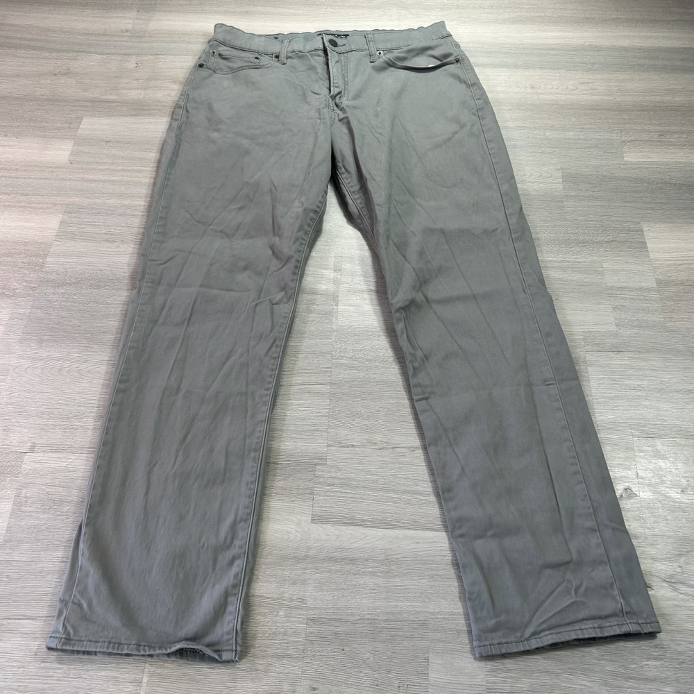 Lucky Brand 410 Athletic Straight Jeans Mens 34x32 Gray Stretch Denim Med Wash